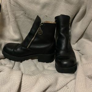 Double H Black Leather Boots-size 8